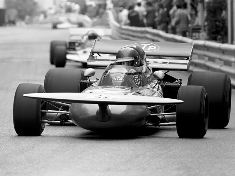 Ronnie Peterson at the 1971 Monaco Grand Prix where he finished 2nd with chassis 711-02.