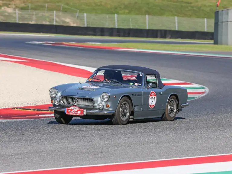 The Maserati takes to the circuit during the 2025 Modena Cento Ore.