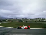 Chassis number MP4/6/1 racing to victory at the 1991 Brazilian Grand Prix, driven by Ayrtona Senna.