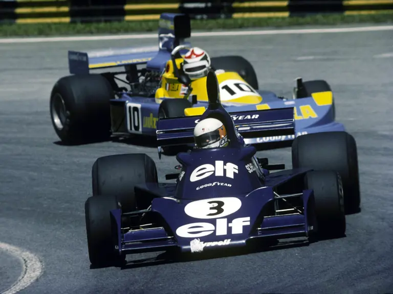 Qualifying in 13th at the 1976 Brazilian Grand Prix, Scheckter fought his way through the grid to finish 5th in this Tyrrell 007.