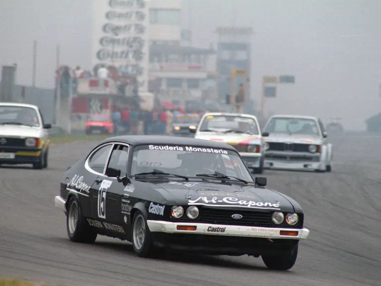 In its later career the Ford gained new livery, as seen here racing for Scuderia Monasteria at the 1982 Bilstein Cup.