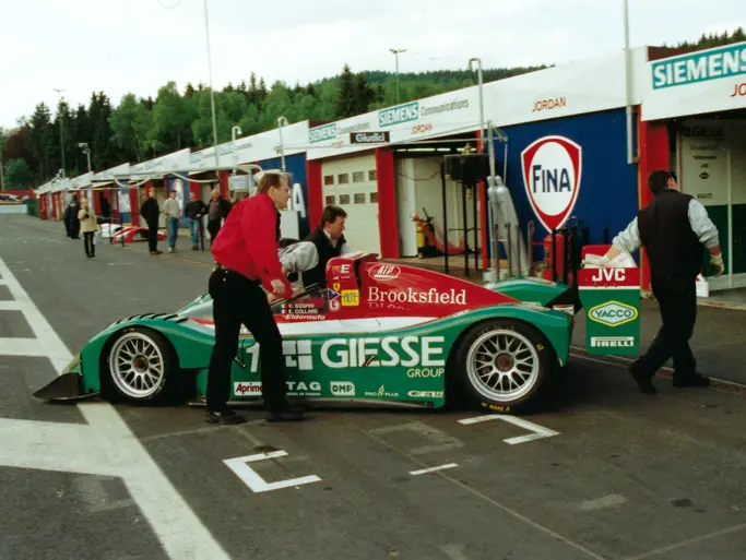 Chassis 23 is pushed back into the paddock at the 1999 SportsRacing World Cup at Spa.