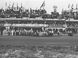 Holman-Moody’s #4 car (P/1032) driven by Mark Donohue and Paul Hawkins in the pit at the 1966 24 Hours of Le Mans.