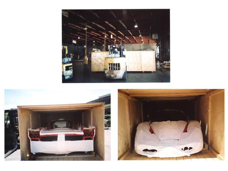 The FXX being delivered to its first owner, as-new and still in the “wrapper.”