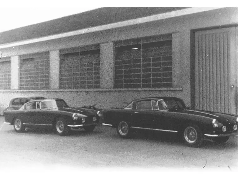 Chassis 0661 GT is pictured with 0669 GT outside the Carrozzeria Boano on the day both cars were delivered to first owners.