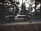 Victory awaits chassis 0350 AM at Pebble Beach in 1954, with driver Sterling Edwards receiving the Del Monte Trophy as part of the SCAA National race.