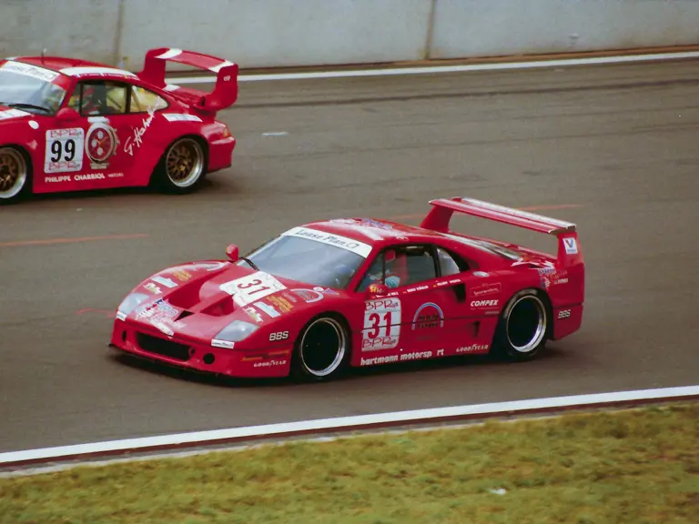 The F40 is pictured competing in the 1996 Nürburgring 4 Hours.