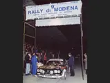 Roberto Beretta pulls up to a check point at the 1980 Rally Citta Modena.