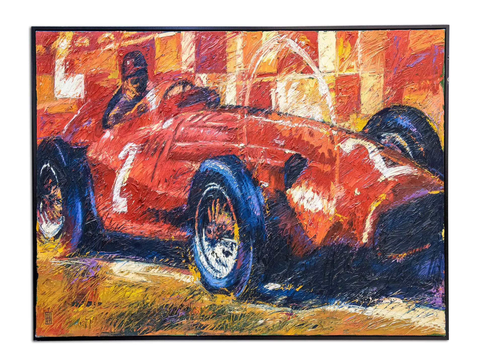 1950s Ferrari Formula One Grand Prix Painting by Louis C. Hébert, 1988