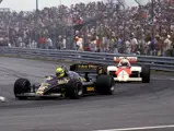 Ayrton Senna en route to victory at the 1986 Detroit Grand Prix.