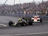 Ayrton Senna en route to victory at the 1986 Detroit Grand Prix.