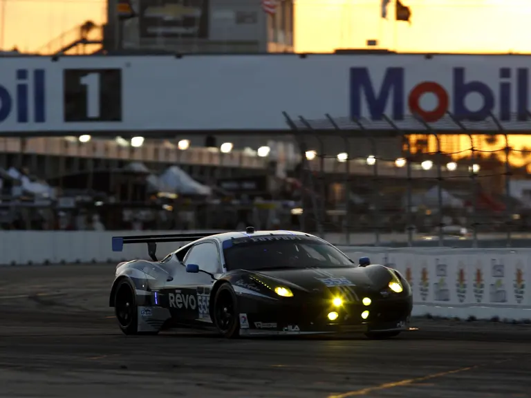 Ferrari 458 GTD #555 from AIM Autosports competes at the 2014 Sebring 12 Hours.