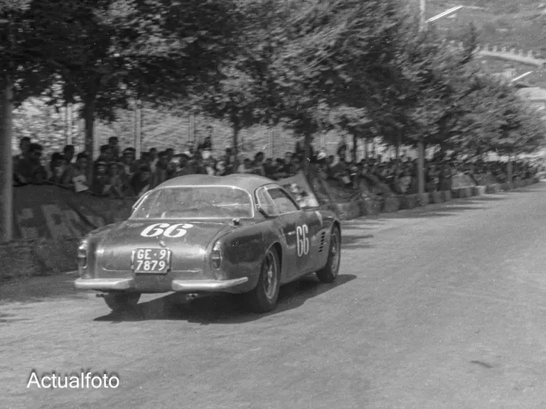 Asosta san bernardo: Camillo Luglio at the wheel of 0665 GT during the 1957 XI Aosta-Gran San Bernardo Hillclimb, where he finished 6th overall and 2nd in class.