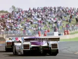 Andy Wallace and Jan Lammers drive No.4 at the 1990 Donington World Sports Prototype Championships.