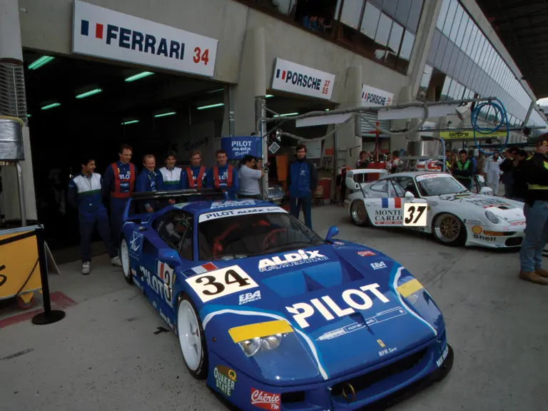 In the pits at the 1995 24 Hours of Le Mans.