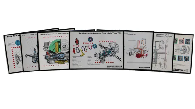 Porsche Workshop Technical Schematics and Cut-Away Framed Posters