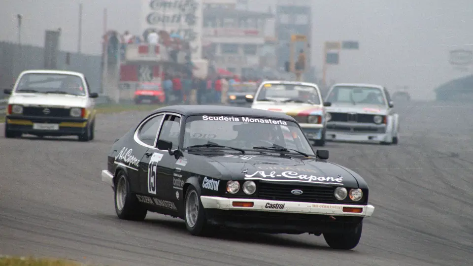 In its later career the Ford gained new livery, as seen here racing for Scuderia Monasteria at the 1982 Bilstein Cup.