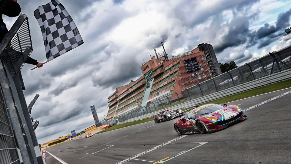 Chassis 3816 crosses the finish line as a class-winner at the 2017 6 Hours of Nürburgring.