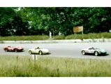Wuesthoff followed by Erickson and Bob Hurt in the Ferrari 250 TR/59 at Carpentersville for the Meadowdale National. (Tom Schultz)