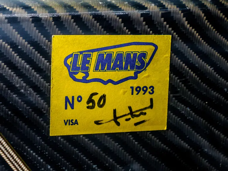 Original 1993 Le Mans scrutineer sticker still on rear bulkhead.