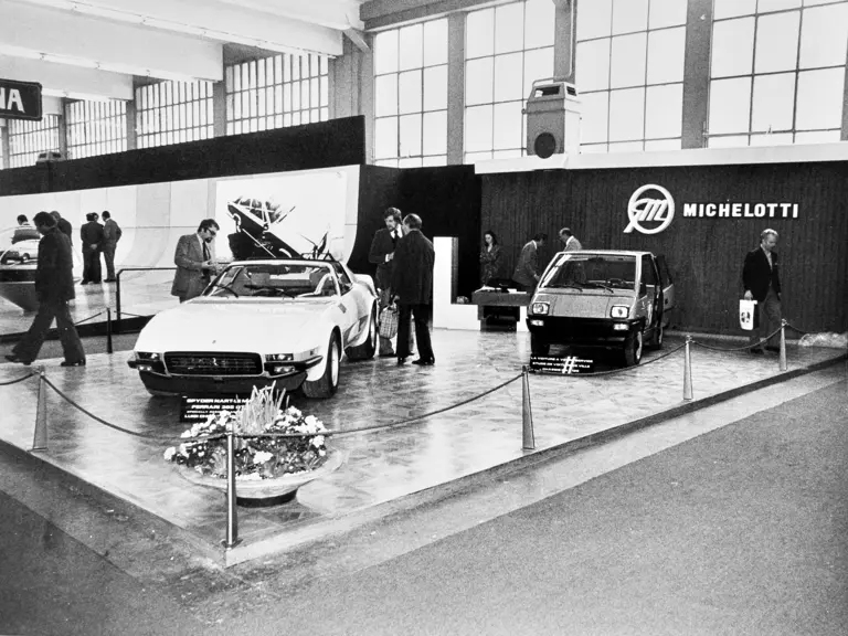 Chassis no. 15965 on the Michelotti stand at the 1975 Geneva Motor Show.