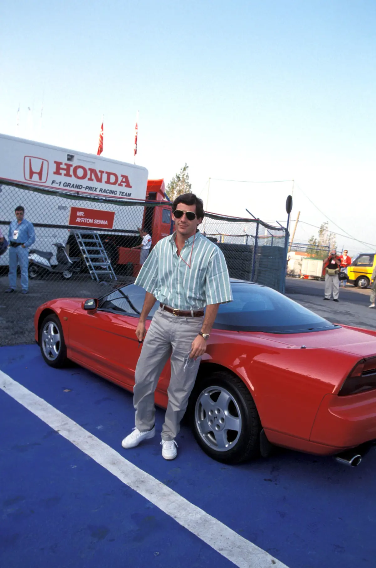 Ayrton Senna with his 1991 Honda NSX