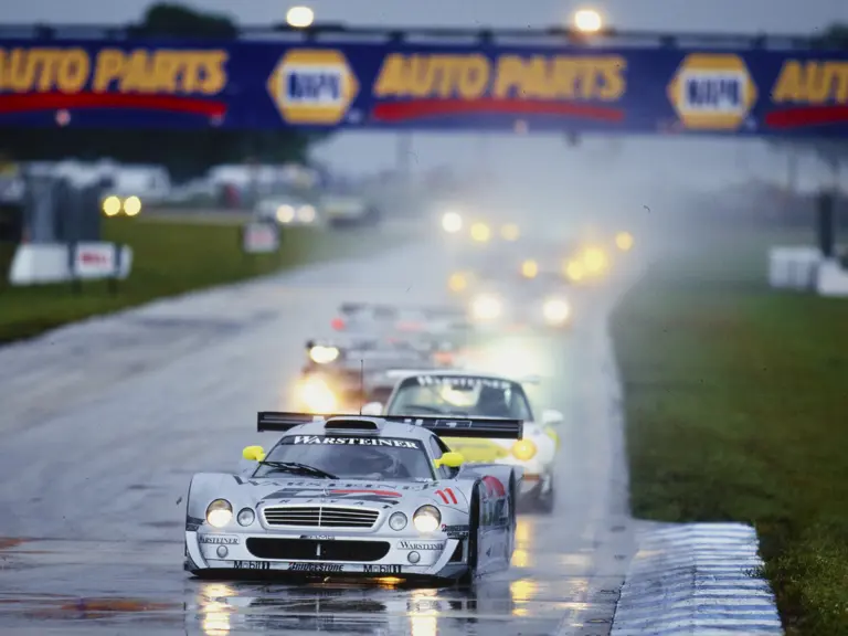 The CLK GTR GT1 at the 3 Hours of Sebring in 1997, where it placed first overall.