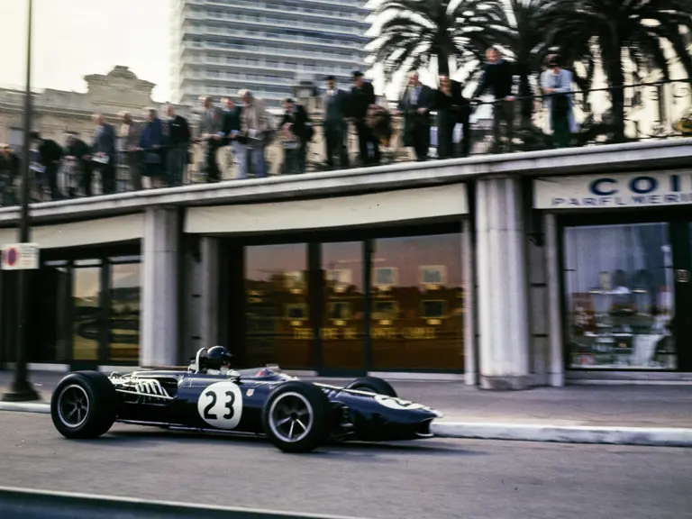 Dan Gurney behind the wheel of the AAR Eagle Mk1 at the 1967 Monaco Grand Prix.