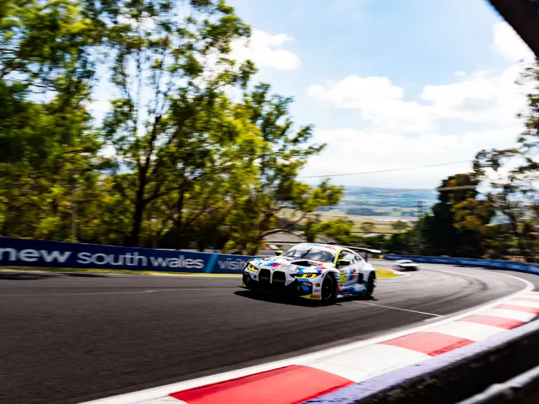 The BMW M4 GT3 climbs the famous Mount Panorama circuit on its final front-line outing.