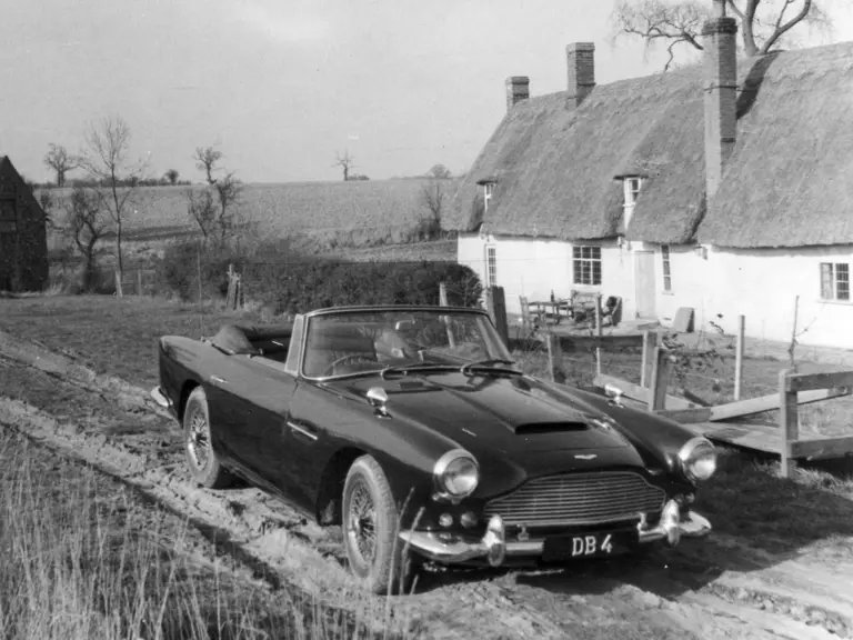 Captured out of the city and in the British countryside, this DB 4 Convertible certainly looks the part.