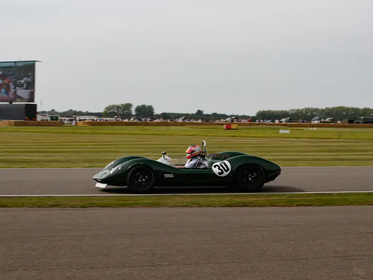 The Lotus is pictured competing in the Whitsun Trophy at the 2023 Goodwood Revival.