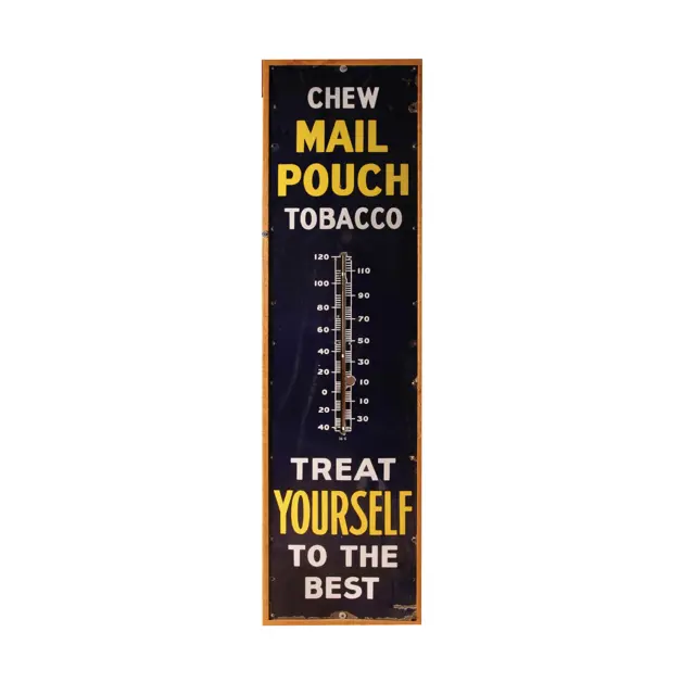 mail pouch tobacco thermometer Vintage Glass CHEW No porcelain merchandise Store Original 6' tall Porcelain MAIL