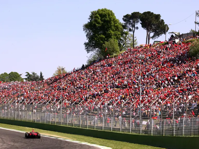 Michael Schumacher races to victory at the 2006 San Marino Grand Prix.