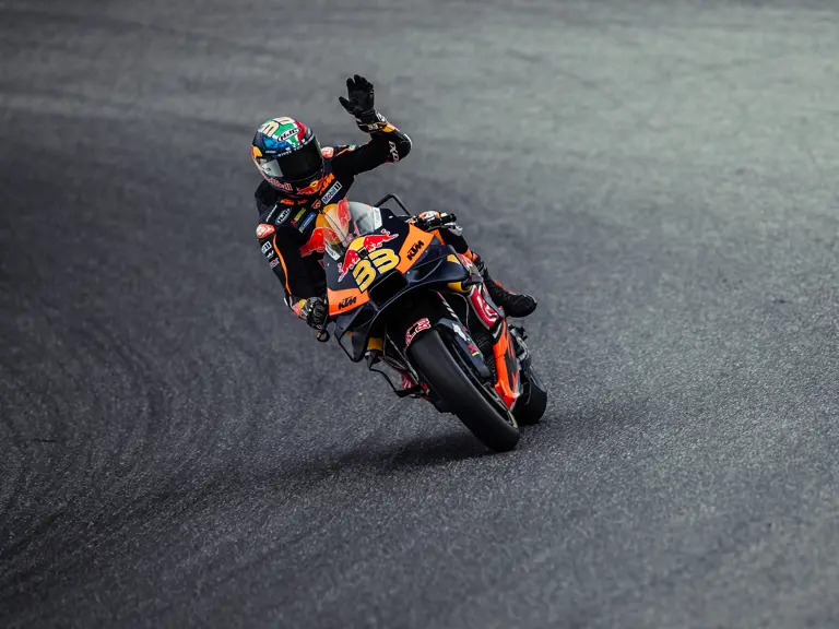 Brad Binder and the KTM RC16 at the 2023 Grand Primeio d'Italia Oakley where the pair set the top-speed record in MotoGP.