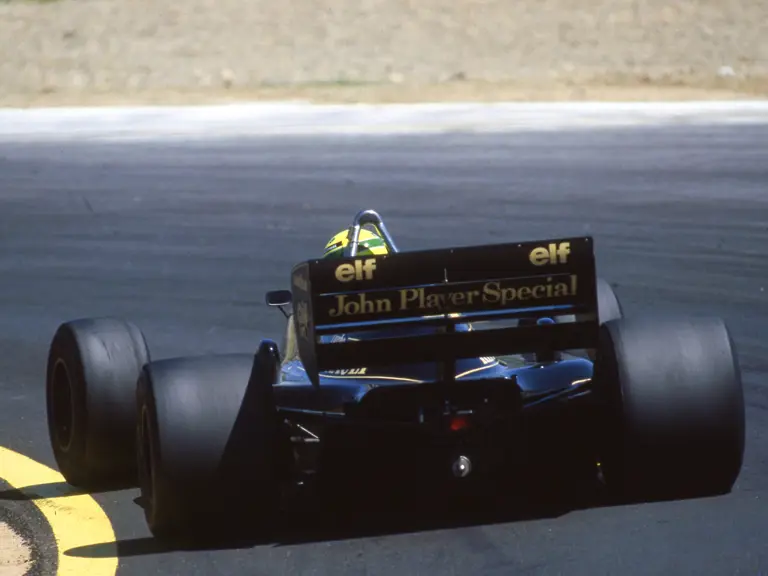 Ayrton Senna en route to victory at the 1986 Spanish Grand Prix.
