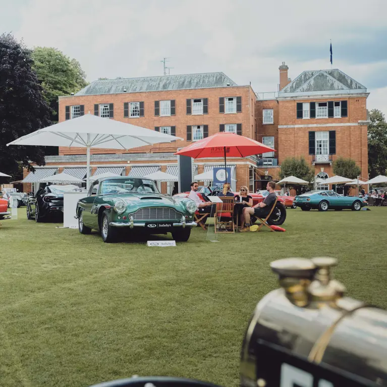 Side profile of the vintage Bentley Tourer at the RM Sotheby's event
