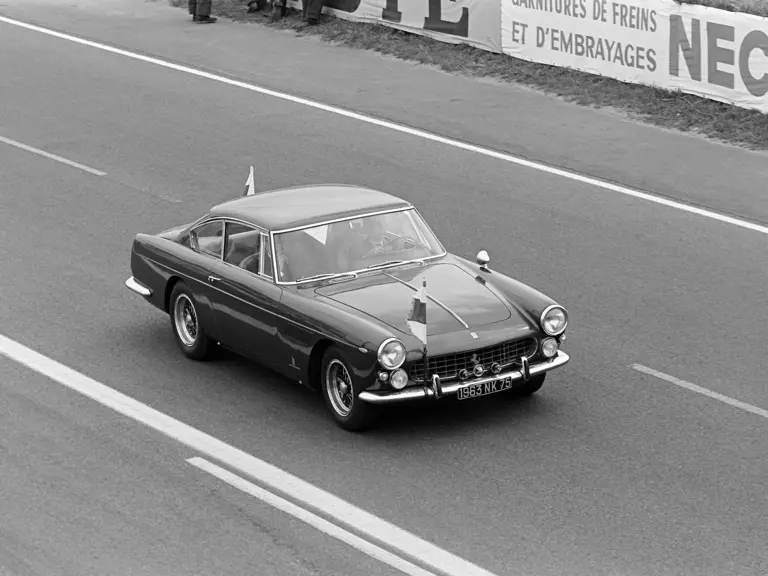 Piloted by the proprietor of Franco Britannic Auto, Donald Sleator, the 250 GTE 2+2 is seen here as safety car at the 1963 24 Hours of Le Mans.