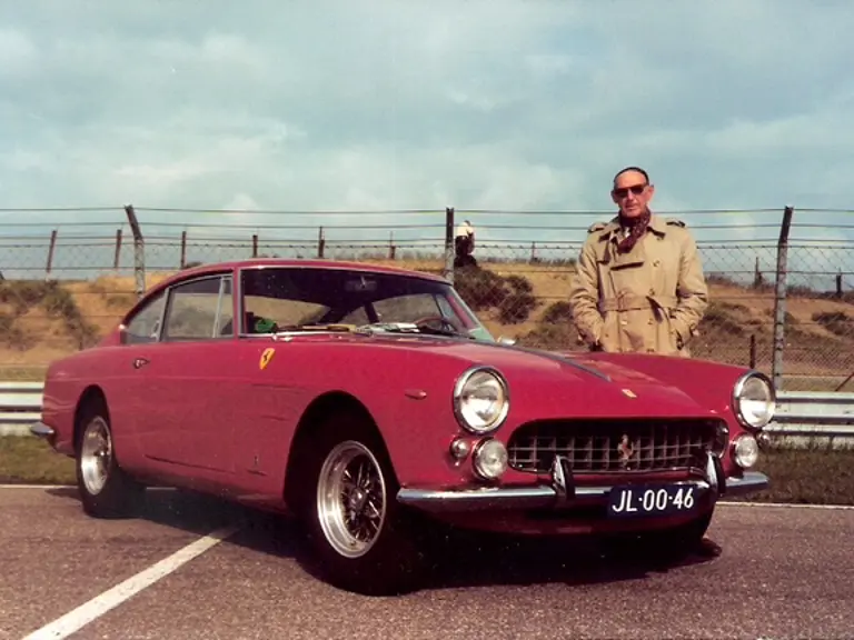 The Ferrari was once owned by John Hugenholtz, a prominent Dutch racetrack designer, pictured here with the car.