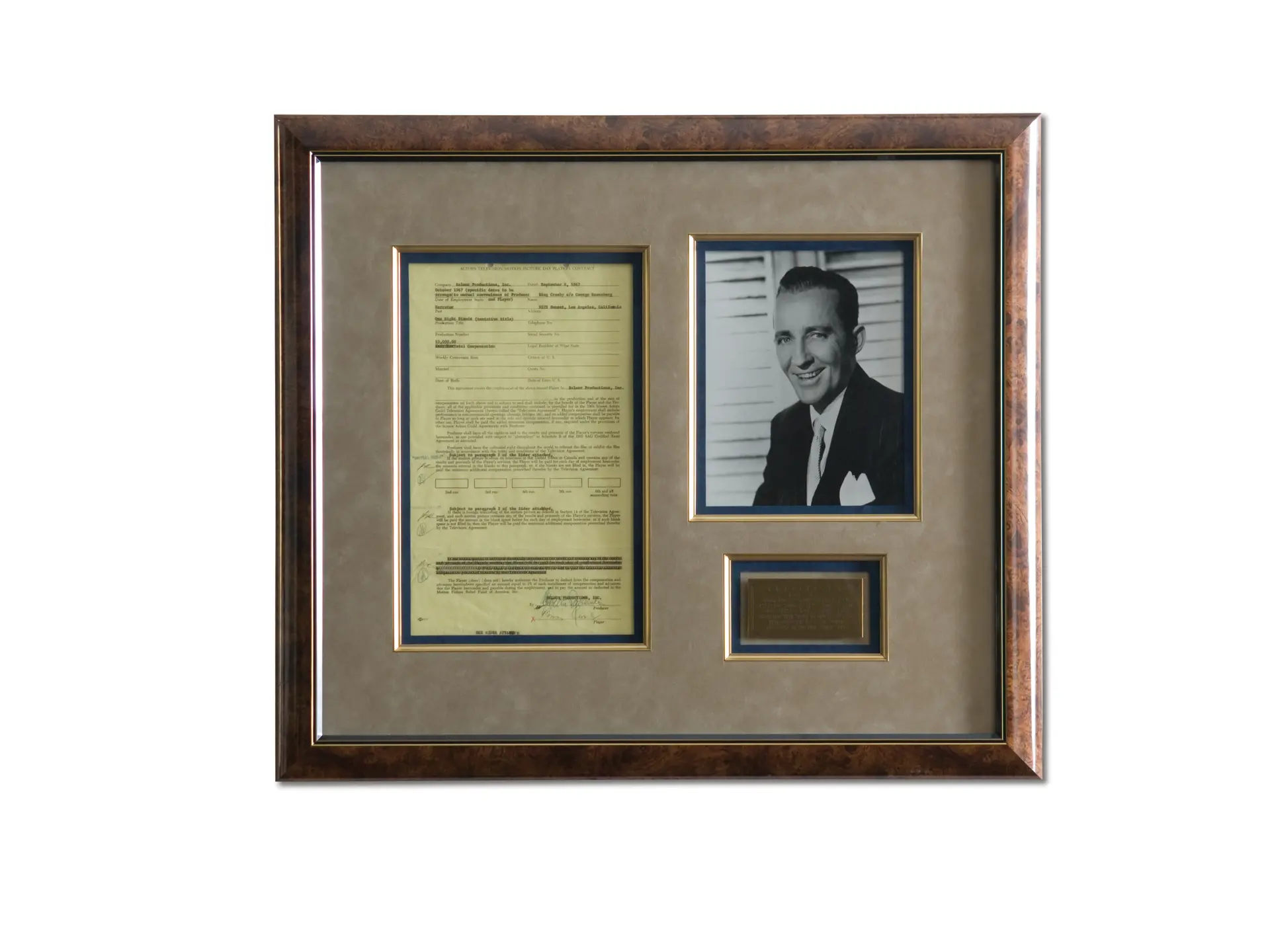 Bing Crosby Signed Contract Display | The Astor Collection | RM Sotheby's