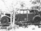 The Delage is pictured after being removed from a tree copse, where it stood for several years. It was weather-beaten but largely intact.