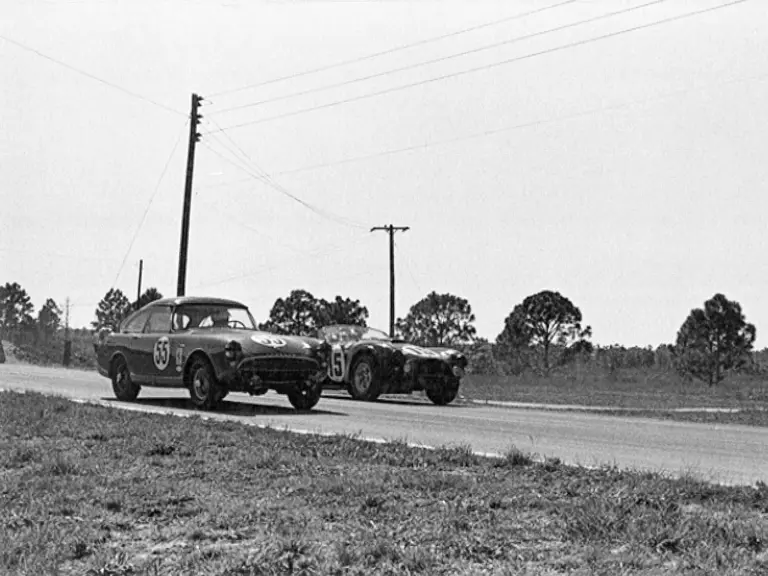 The Sunbeam Harrington Alpine NART as seen at the 1963 12 Hours of Sebring.