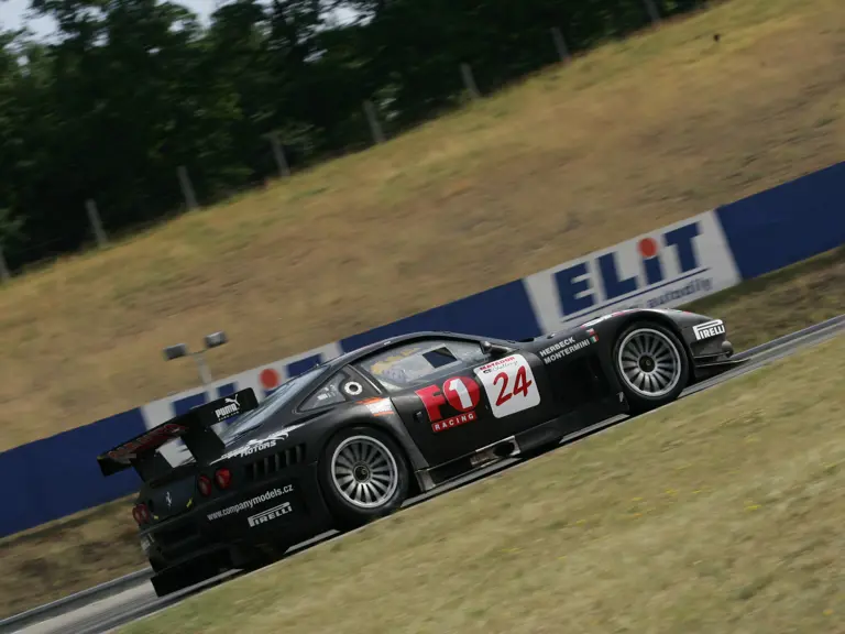 Driven by Andrea Montermini and Antonín Herbeck, Rock Media Motors' Ferrari 575 TC races in the
2005 Matador GT Challenge Brno.