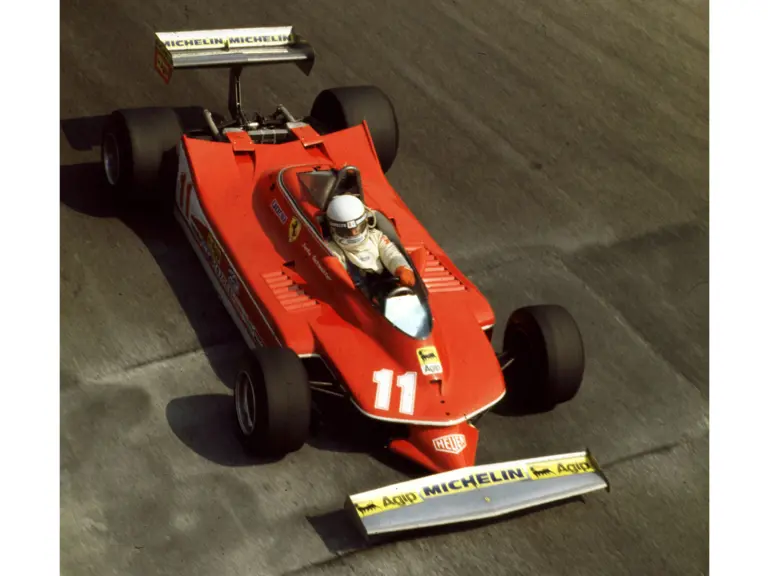 Jody Schecker is captured from above at Monza Circuit. He would later win the race and was the Formula 1 Drivers’ World Champion in 1979.