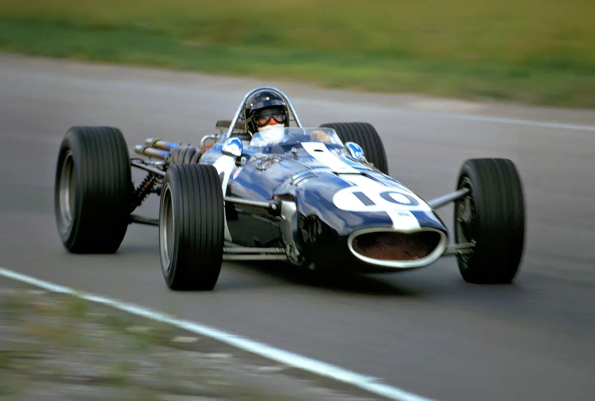 Dan Gurney races chassis number 103 towards a third place finish at the Canadian Grand Prix at Mosport in 1967.