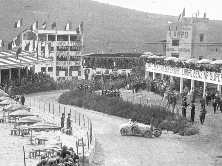 Chassis 37317 at the 1928 Targa Florio with Count Caberto Conelli behind the wheel.