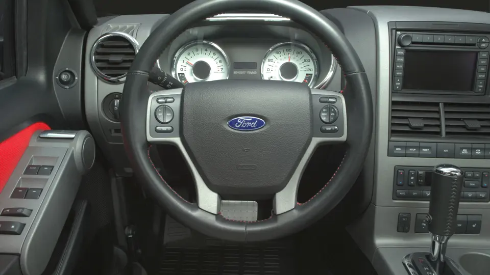 Ford Sport Trac Adrenalin teaser: Adrenalin's instrument panel houses easy-to-read, white-faced instruments, a design hallmark of Ford SVT.