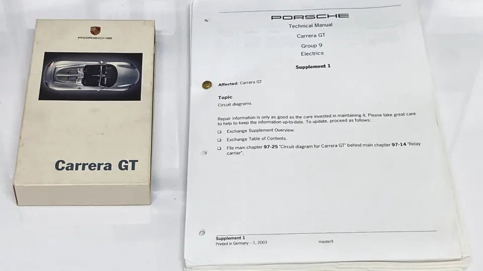 Porsche Carrera GT English Language Workshop Manuals | The