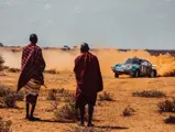 The Tuthill-prepared Porsche 911 SC 'Safari' on the 2022 East African Safari Classic, driven by Ken Block.