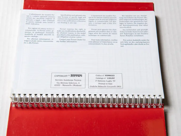 Ferrari F355 オーナーズマニュアル 3冊セット Ferrari F355 オーナーズマニュアル 3冊セット