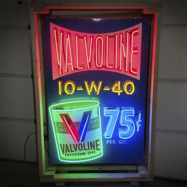 Valvoline 10-W-40 Custom-Made Neon Tin Sign | Open Roads, March